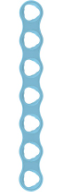 EickLoxx Micro Bone Plate, 7 holes, system 1.0, light blue, dimensions (in mm): L 27.5 x W 3.5 x H 1.0